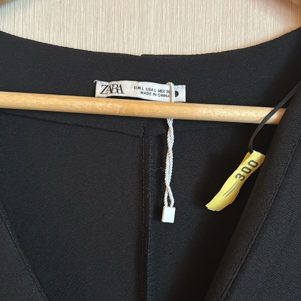 Zara Black Midi Dress with V-Neck size Large - Picture 2 of 6